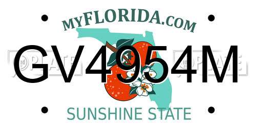 GV4954M Florida License Plate