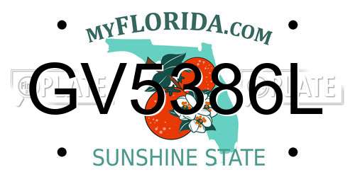 GV5386L Florida License Plate