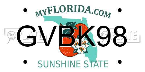 GVBK98 Florida License Plate