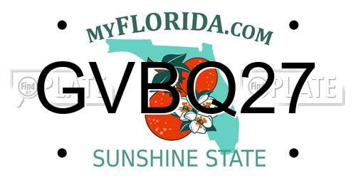 GVBQ27 Florida License Plate