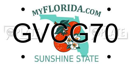 GVCG70 Florida License Plate