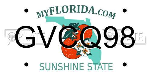 GVCQ98 Florida License Plate