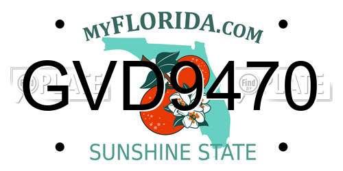 GVD9470 Florida License Plate