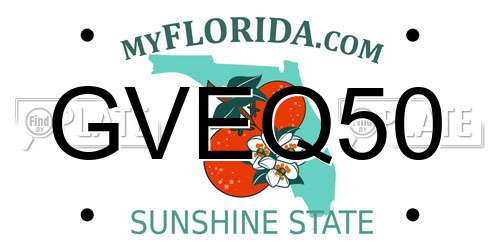 GVEQ50 Florida License Plate
