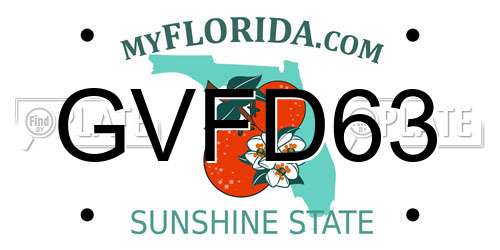 GVFD63 Florida License Plate