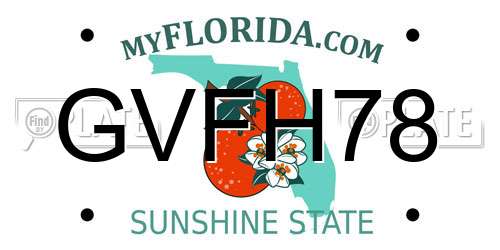 GVFH78 Florida License Plate