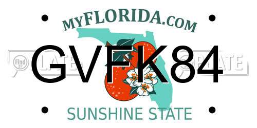 GVFK84 Florida License Plate
