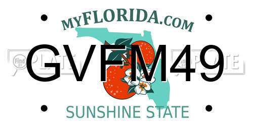 GVFM49 Florida License Plate