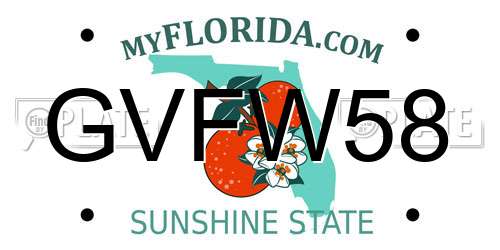 GVFW58 Florida License Plate