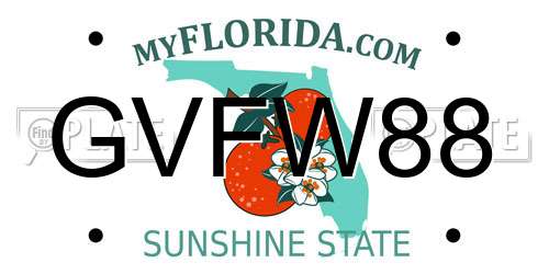 GVFW88 Florida License Plate