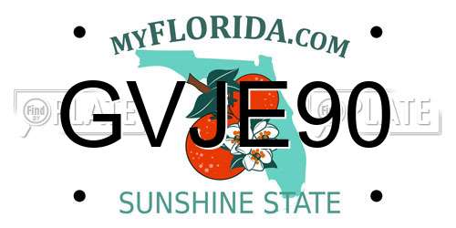 GVJE90 Florida License Plate