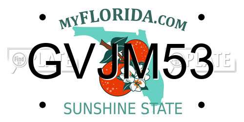 GVJM53 Florida License Plate