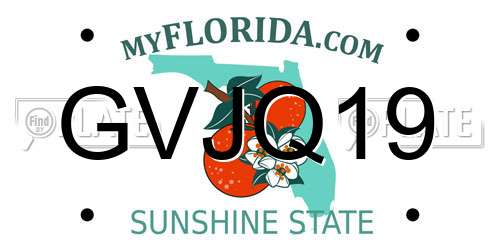 GVJQ19 Florida License Plate