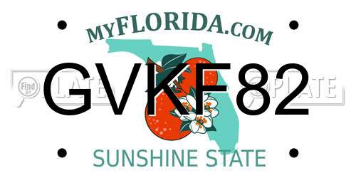 GVKF82 Florida License Plate