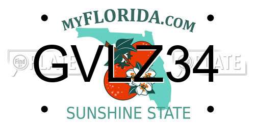 GVLZ34 Florida License Plate