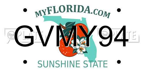 GVMY94 Florida License Plate