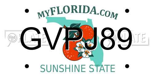 GVPJ89 Florida License Plate