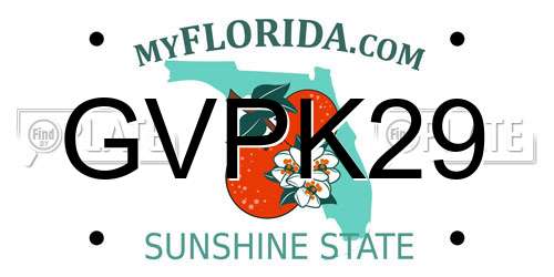 GVPK29 Florida License Plate