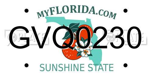 GVQ0230 Florida License Plate