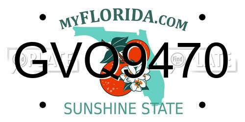 GVQ9470 Florida License Plate