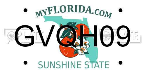 GVQH09 Florida License Plate