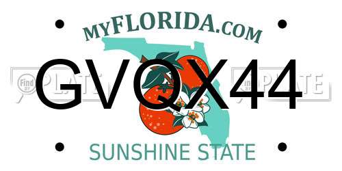 GVQX44 Florida License Plate