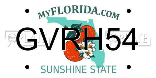 GVRH54 Florida License Plate