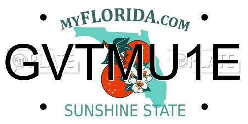 GVTMU1E Florida License Plate