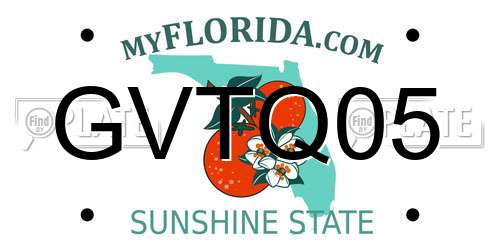 GVTQ05 Florida License Plate