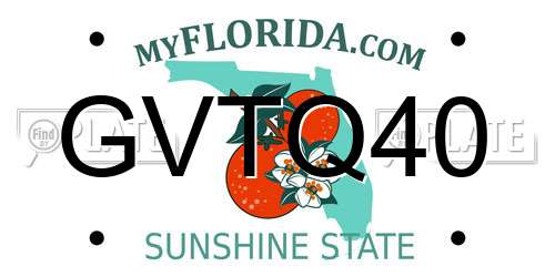 GVTQ40 Florida License Plate