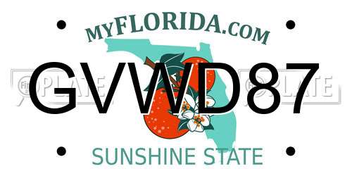 GVWD87 Florida License Plate