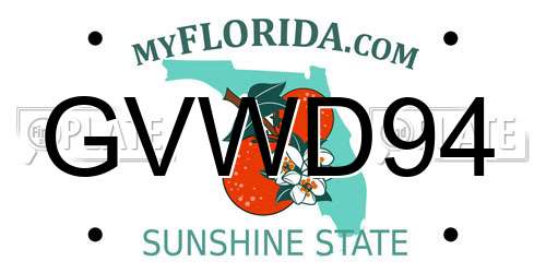 GVWD94 Florida License Plate