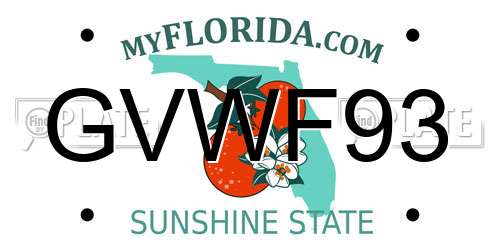 GVWF93 Florida License Plate