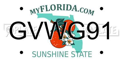 GVWG91 Florida License Plate