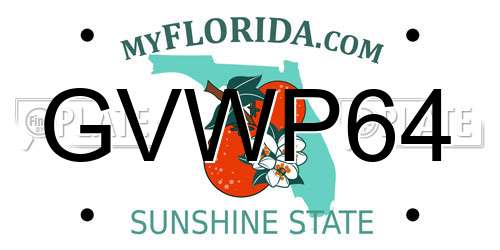 GVWP64 Florida License Plate