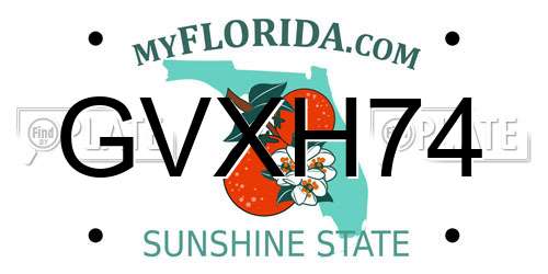 GVXH74 Florida License Plate