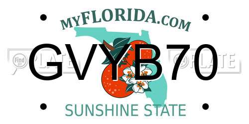 GVYB70 Florida License Plate