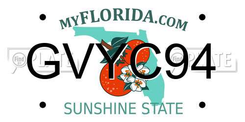 GVYC94 Florida License Plate