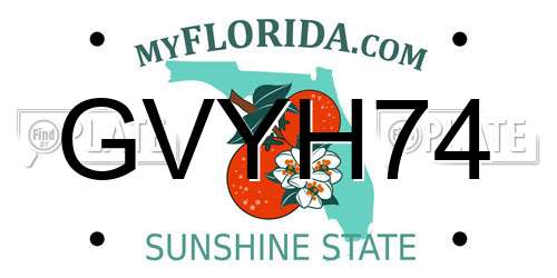 GVYH74 Florida License Plate