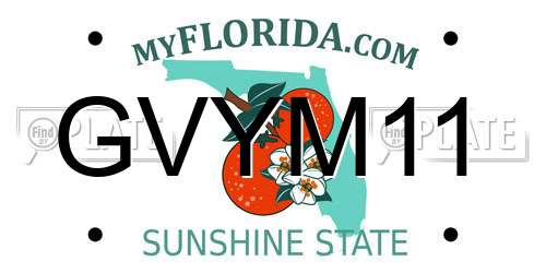 GVYM11 Florida License Plate