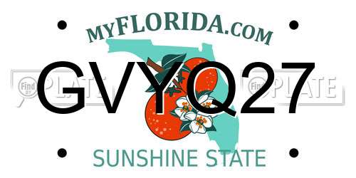 GVYQ27 Florida License Plate
