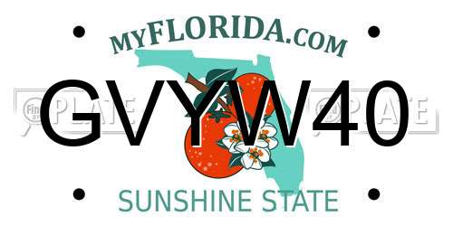GVYW40 Florida License Plate