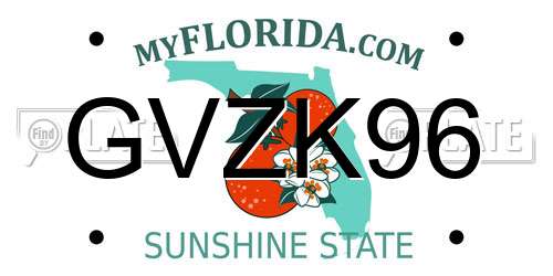 GVZK96 Florida License Plate