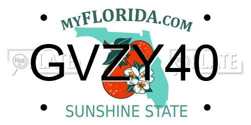 GVZY40 Florida License Plate