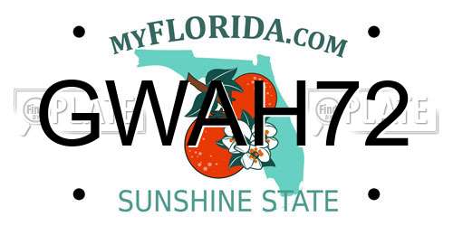 GWAH72 Florida License Plate