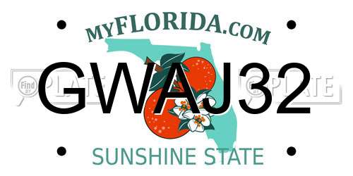 GWAJ32 Florida License Plate