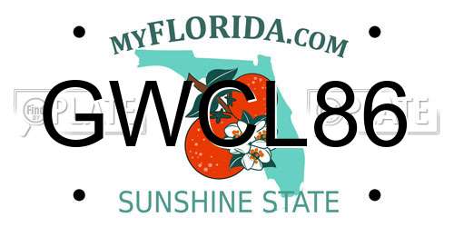 GWCL86 Florida License Plate