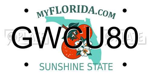 GWCU80 Florida License Plate