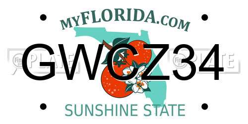 GWCZ34 Florida License Plate