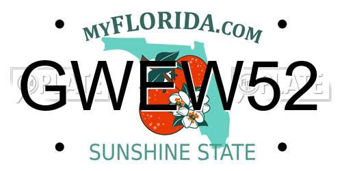 GWEW52 Florida License Plate